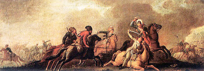 Tadeusz Kosciuszko falling wounded in the battle of Maciejowice